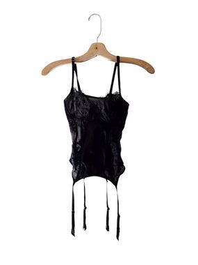 Victoria's Secret Lace Mesh Bodysuit Corset Top Black
